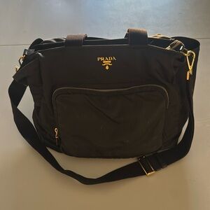 Black Prada Diaper Bag - gold hardware